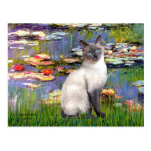 Lilies 2 - Blue Point Siamese cat Postcards