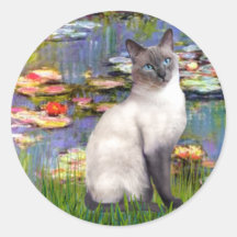 Lilies 2 - Blue Point Siamese cat Round Sticker