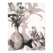 lilies sketch custom letterhead