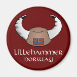 Lillehammer Norway Viking Hat Fridge Magnet