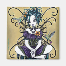 "Lillian" Gothic Hummingbird Fairy Art Magnet