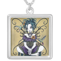"Lillian" Gothic Hummingbird Fairy Art Necklace