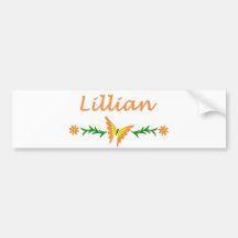 Lillian (Orange Butterfly) Bumper Stickers