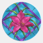 Lilly en verre souillé adhésifs ronds