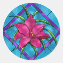 Lilly in Stained Glass Round Stickers