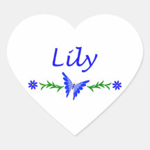 Lily (Blue Butterfly) Heart Sticker