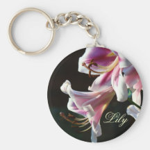 Lily keychain Pink White Lilies Flowers Garden