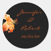 Lily Love: Orange Lily on Black Sticker