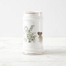 Lily of the Valley and Cute Mouse art Coffee Mugs