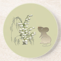 Lily of the Valley and Cute Mouse Coaster