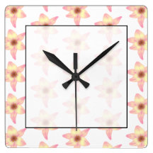 Lily Pattern. Square Wall Clock