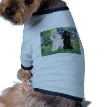 Lily Pond Bridge - 2 Standard Poodles Pet Tee Shirt