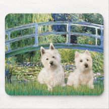 Lily Pond Bridge - Westies (two) Mousepad