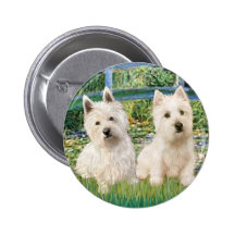 Lily Pond Bridge - Westies (two) Pinback Buttons