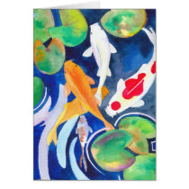 lily pond Koi Cards