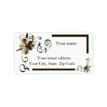 Lily Scroll Sepia Mailing Label