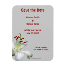 Lily, White and Red Save the Date Magnet