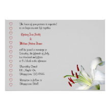 Lily, White and Red Wedding Invitations