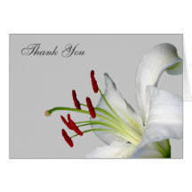 Lily, White and Red Wedding Thank You Cards