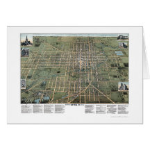 Lima, OH Panoramic Map - 1892 Greeting Cards