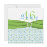 Lime and Aqua Floral Sweet Sixteen Birthday Invite invitations