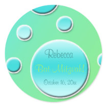 Lime and Aqua Polka Dot 1.5" Round Sticker