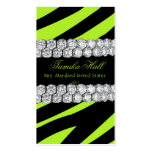 Lime and Black DiamondZebra Pageant Business Card