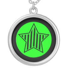 Lime and Black Striped Star Necklace
