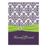 Lime and Purple Damask Wedding Invitation