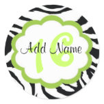 Lime and Zebra Sweet Sixteen Birthday Sticker