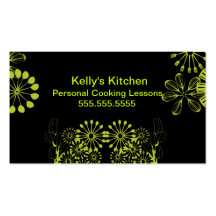 Lime & Black utensils Business Card Templates