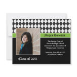 Lime Black White Graduation Invitation