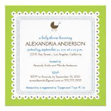 Lime/Blue Precious Custom Baby Shower Invitation