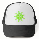 Lime Burst Fractal. Green and white. Hats
