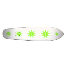 Lime Burst Fractal. Green and white. Skate Boards