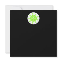 Lime Burst Fractal. Green, black and white. Invite