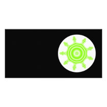 Lime Burst Fractal. Green, black and white. Customized Photo Card