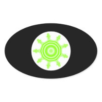 Lime Burst Fractal. Green, black and white. Sticker