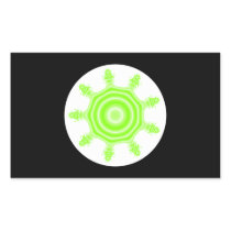 Lime Burst Fractal. Green, black and white. Rectangle Sticker
