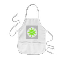 Lime Burst Fractal. Green, grey and white. Apron