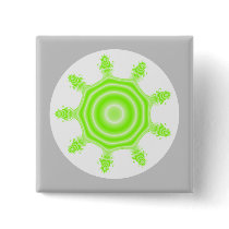 Lime Burst Fractal. Green, grey and white. Buttons
