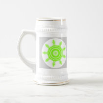 Lime Burst Fractal. Green, grey and white. Mugs