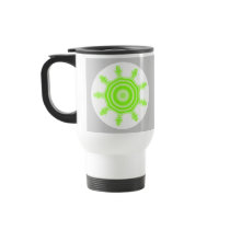 Lime Burst Fractal. Green, grey and white. Mug