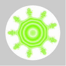 Lime Burst Fractal. Green, grey and white. Cut Outs