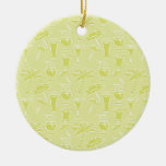 Lime Cocktails and Palm Trees Pattern Ornaments