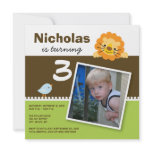 Lime Custom Lion & Birdie Birthday Party Invite