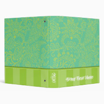 Lime & Deep Aqua Blue Binder With Stripes