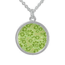 Lime Fruit Slice Pattern Sterling Silver Necklaces
