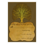 Lime Gold Swirl Damask Tree Wedding RSVP Custom Invites