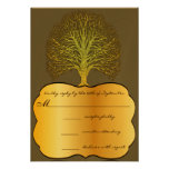 Lime Gold Swirl Damask Tree Wedding RSVP Invite